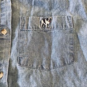 Big Dogs blue cotton chambray shirt top L